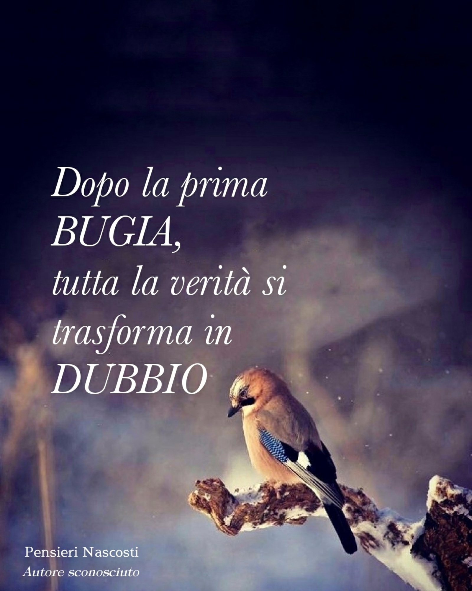 Dopo la prima bugia tutta la verità si trasforma in dubbio