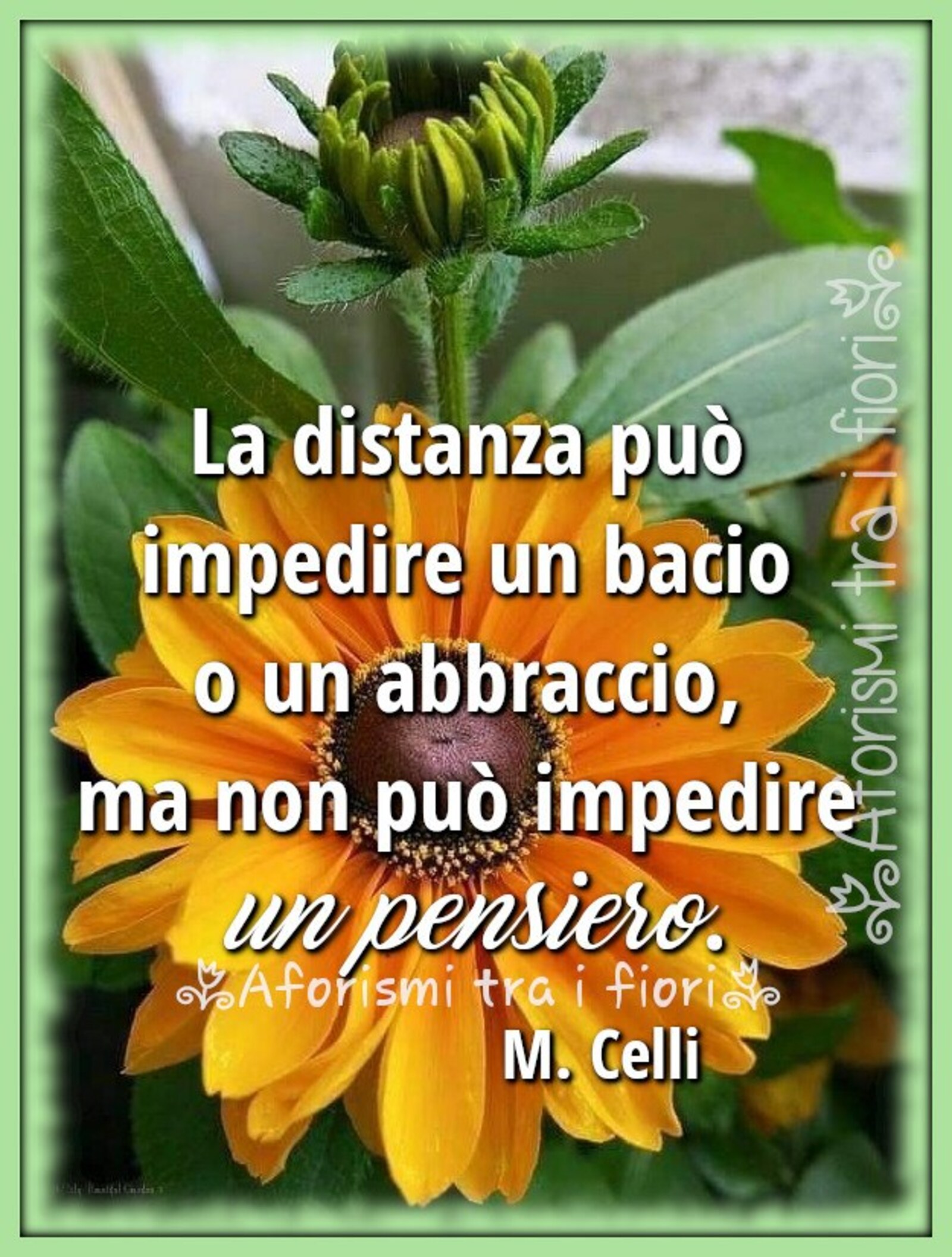 La distanza può impedire un bacio o un abbraccio ma non può impedire un pensiero