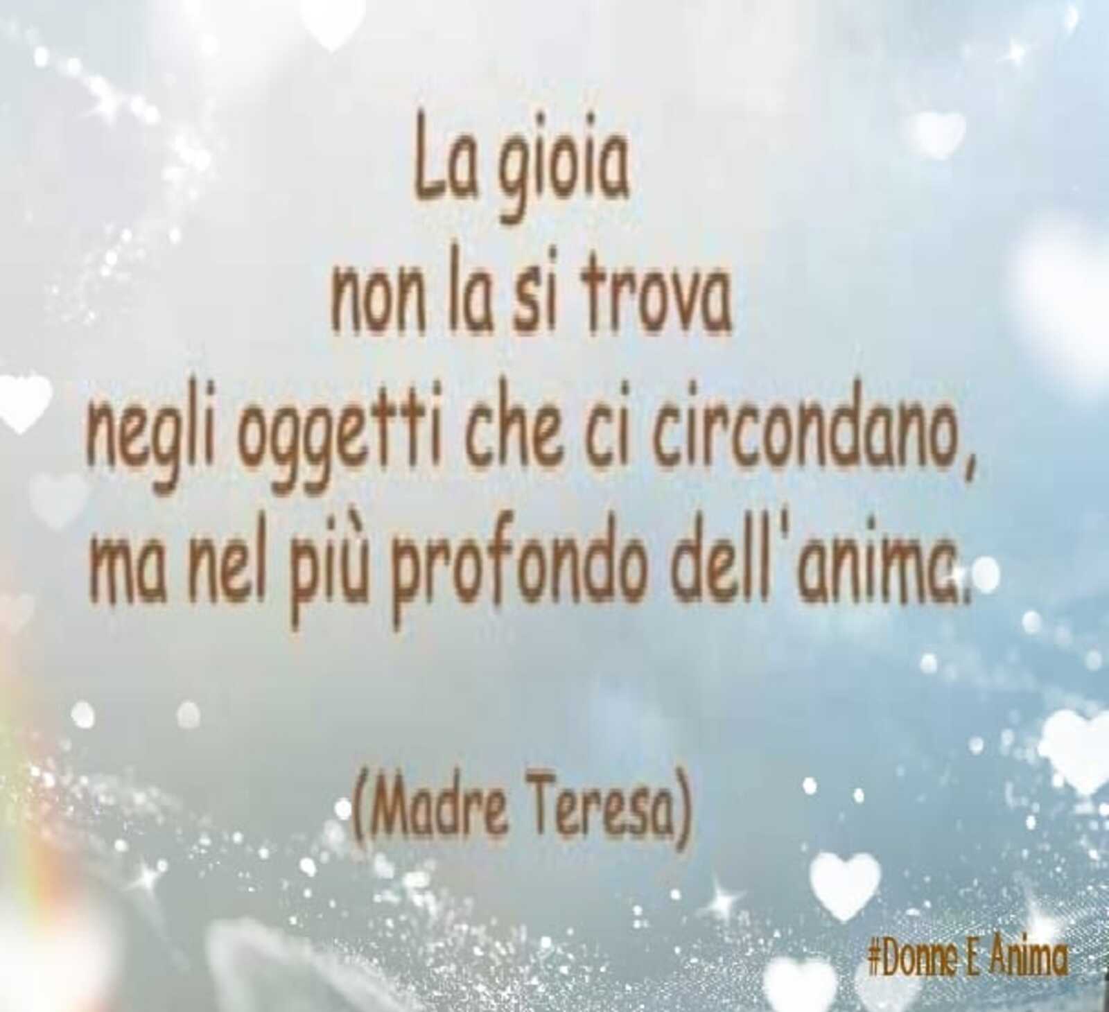 La gioia non la si trova negli oggetti che ci circondano ma nel più profondo dell’ anima