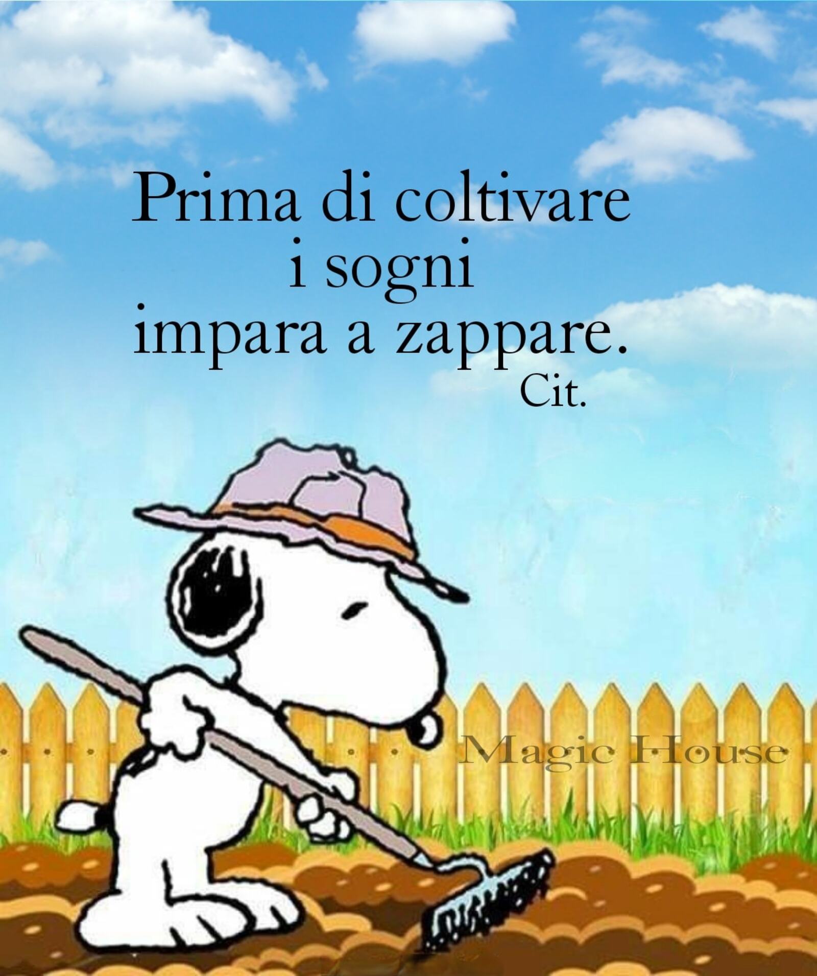 Prima di coltivare i sogni impara a zappare Snoopy