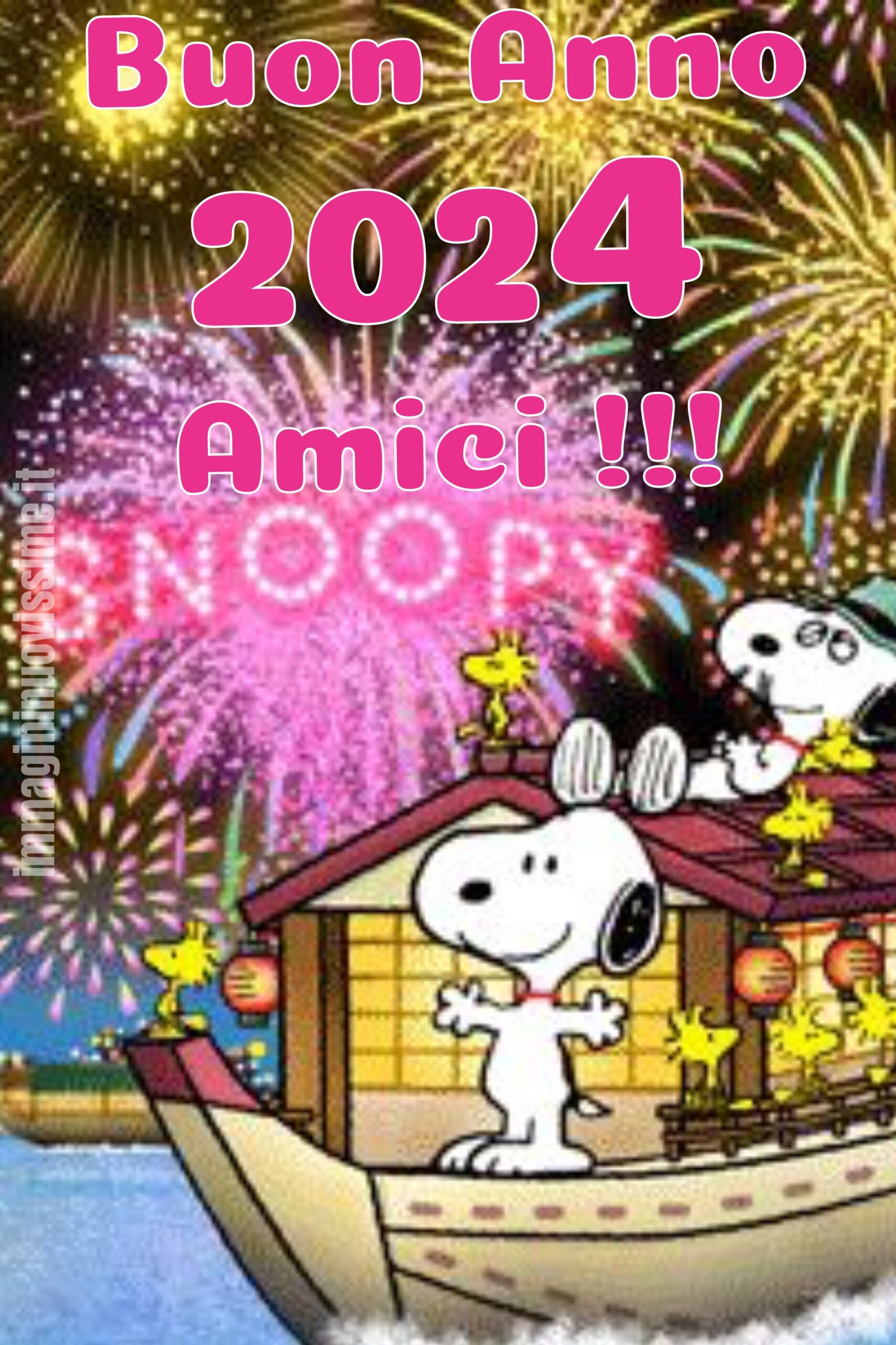 Snoopy Buon Anno 2024 amici